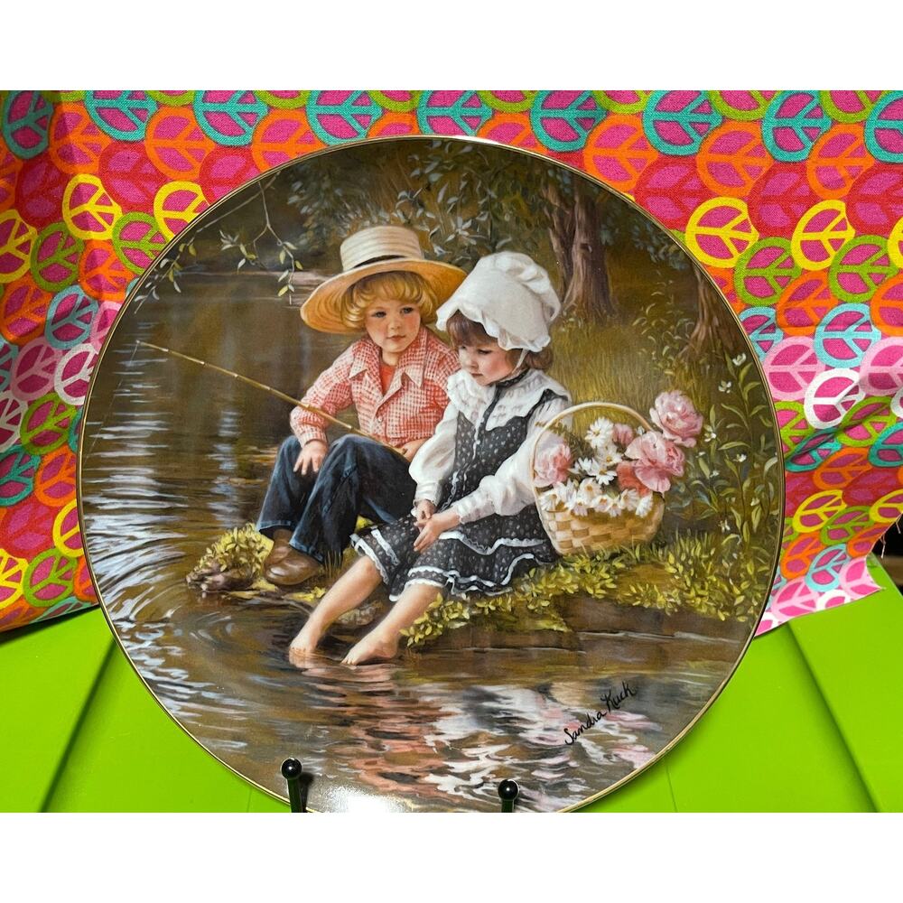 Sandra Kuck Little Anglers Collector 9.25" Plate #2314AM Days Gone By